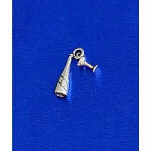 Sterling Silver Champagne and Glass Charm, Champagne Bottle and Glass Charm
